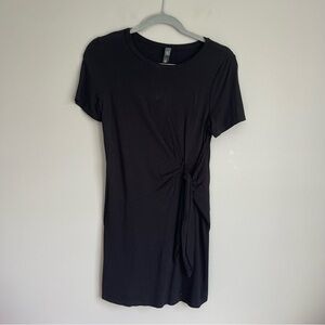 Black Short Sleeve Knot Dress